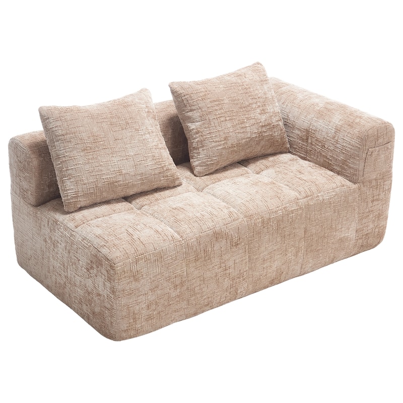 GDFStudio - Chenille Modular Chaise Lounge with 2 Pillowes