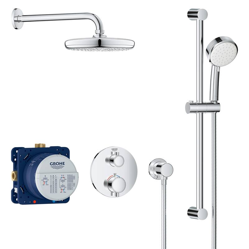 Grohe Grohtherm Thermostatic Shower System with Shower Head, Hand - Starlight Chrome