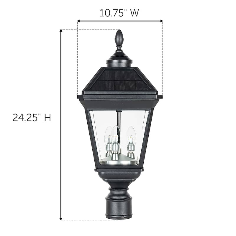Gama Sonic Imperial Bulb Solar Warm White LED Post Light w/ 3" Fitter