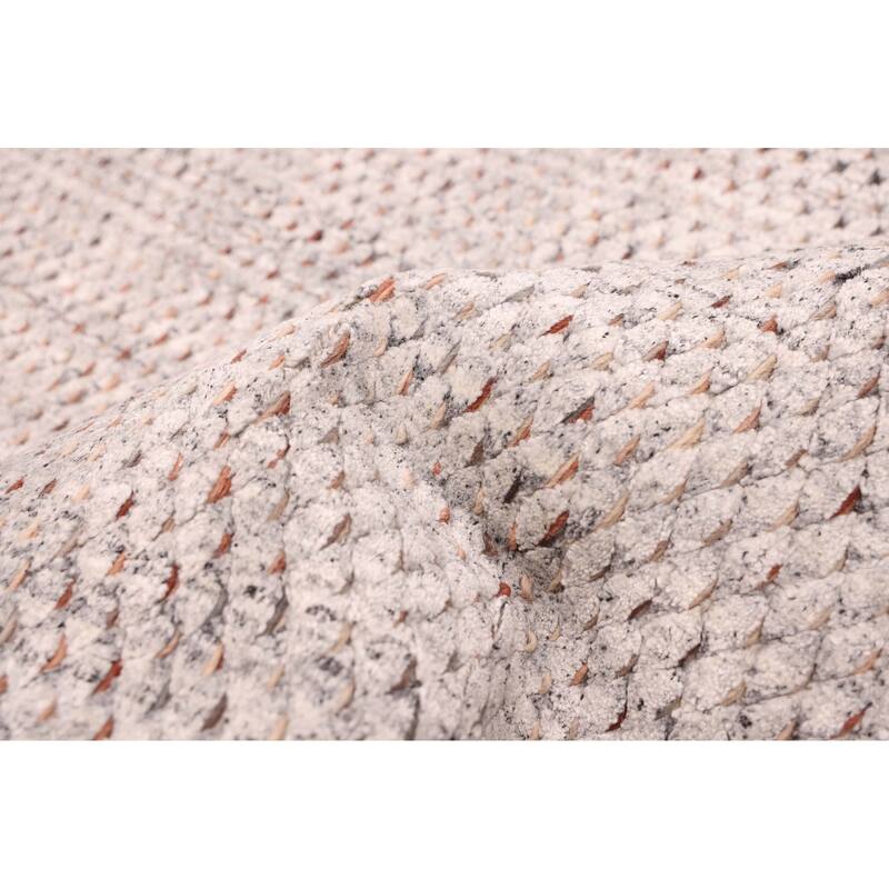 ECARPETGALLERY Braided Weave Loreto Light Grey Wool Rug - 4'1 x 5'11