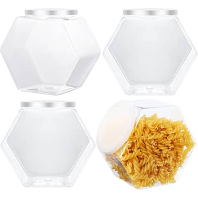 Plastic Candy Jars Cookie Jars for Kitchen Counter Hexagon Cookie Jar
