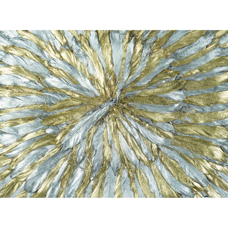 HUJI Gold and Silver Feather Wreath Shadow Box Wall Decor