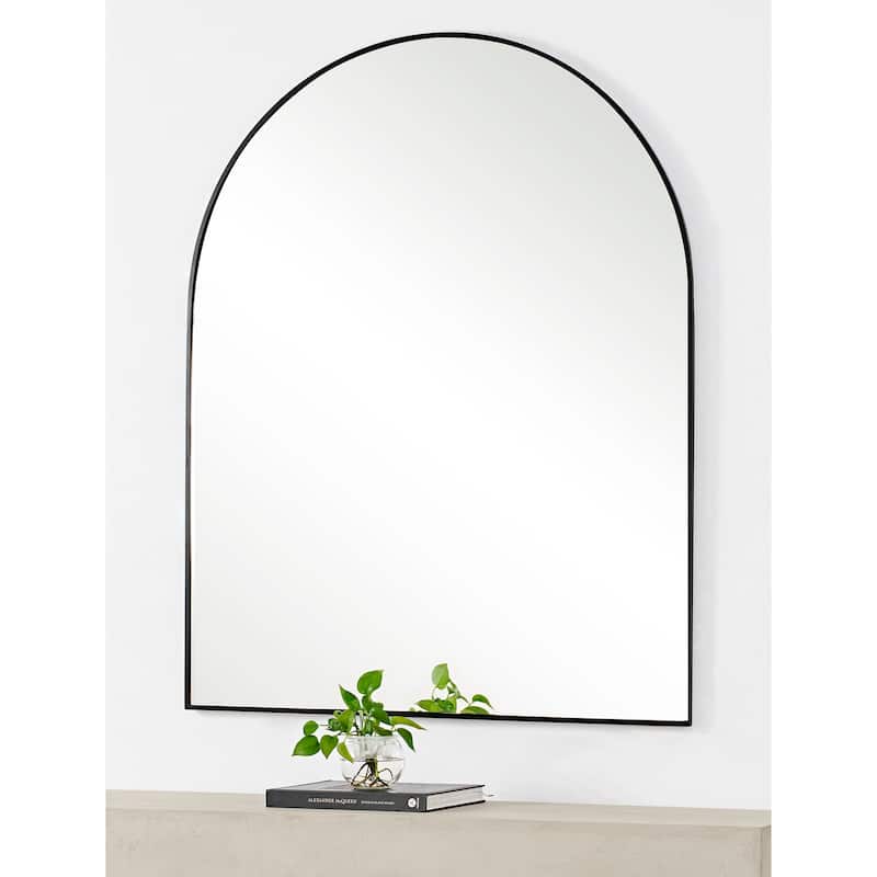 Matte Framed Wall Arch Mirror - 50" - Black