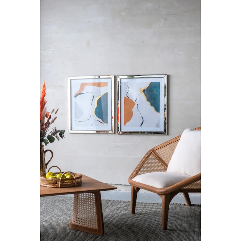 S/3 22x26x0.6" Marcia Mirror-Framed Wall Art