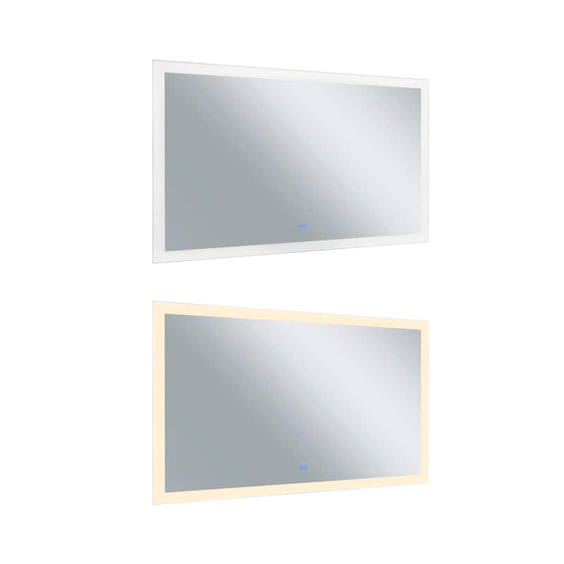 36" x 70" Abigail Matte White Rectangle LED Wall Mirror