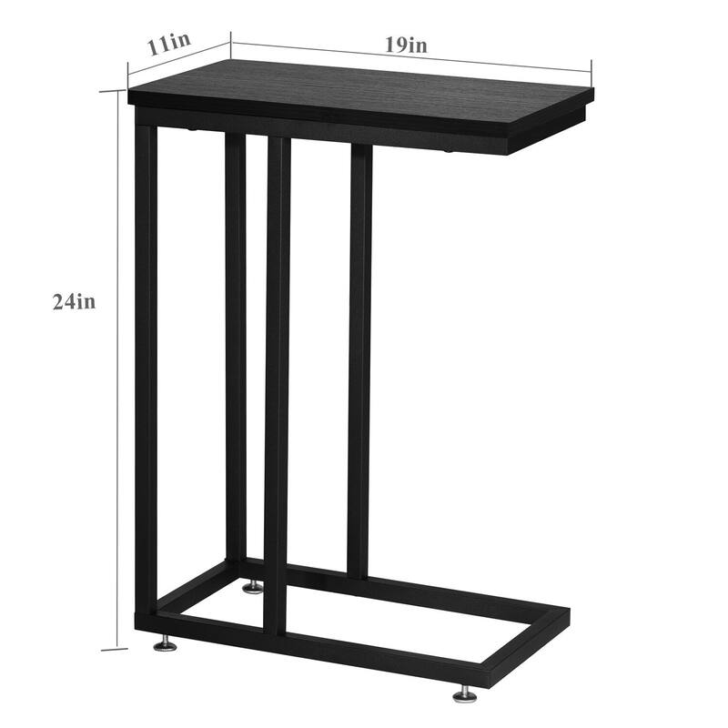 VECELO C-Shaped End Table Small Side Table Sofa Table with Metal Frame C-Shaped Couch Table Nightstand Set of 2