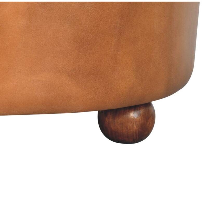 Artisan Furniture Brown Buffalo hide leather Round Ottoman