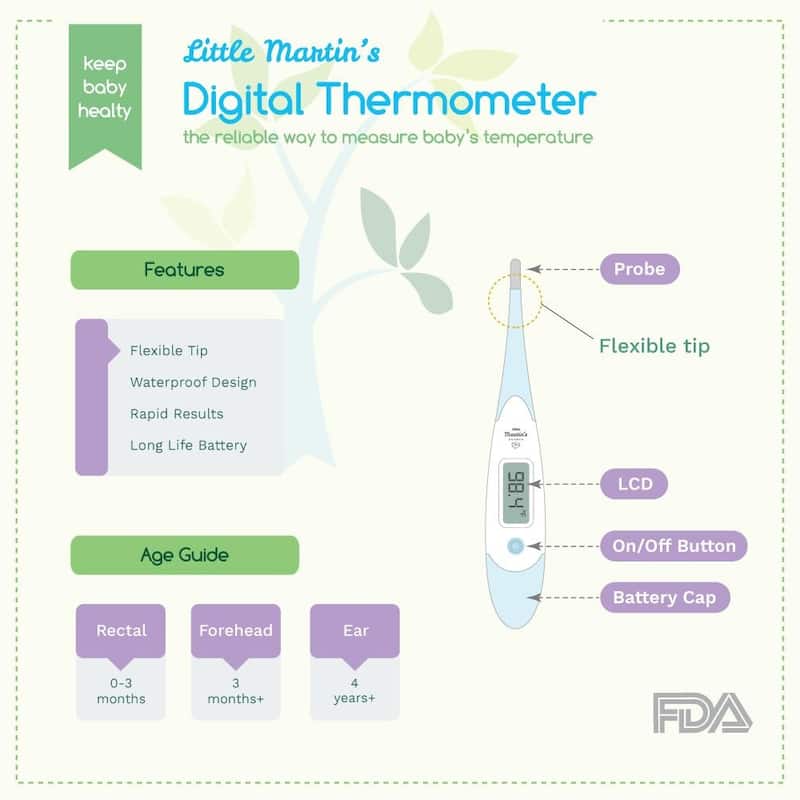 Little Martin's Digital Thermometer for Oral Armpit & Rectal Temperature