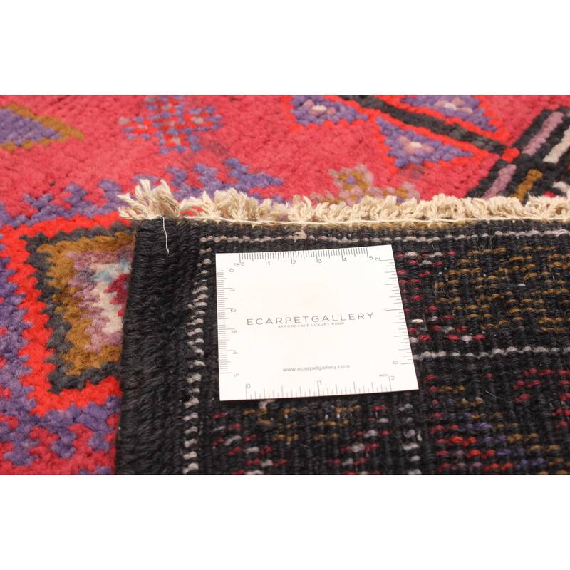 ECARPETGALLERY Hand-knotted Baluch Dark Pink Wool Rug - 3' 10" x 7' 7"