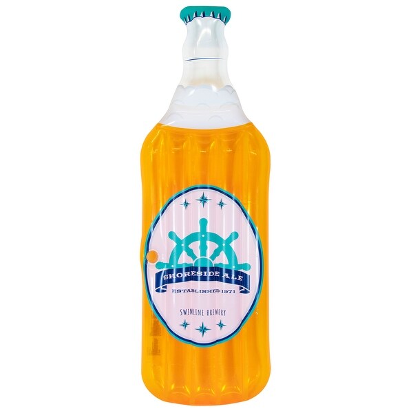 81” Yellow and White Beer Bottle Swimming Pool Inflatable Float. Opens flyout.