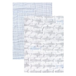Yoga Sprout Baby Boy Cotton Muslin Swaddle Blankets, Shark, One Size - Shark - One Size