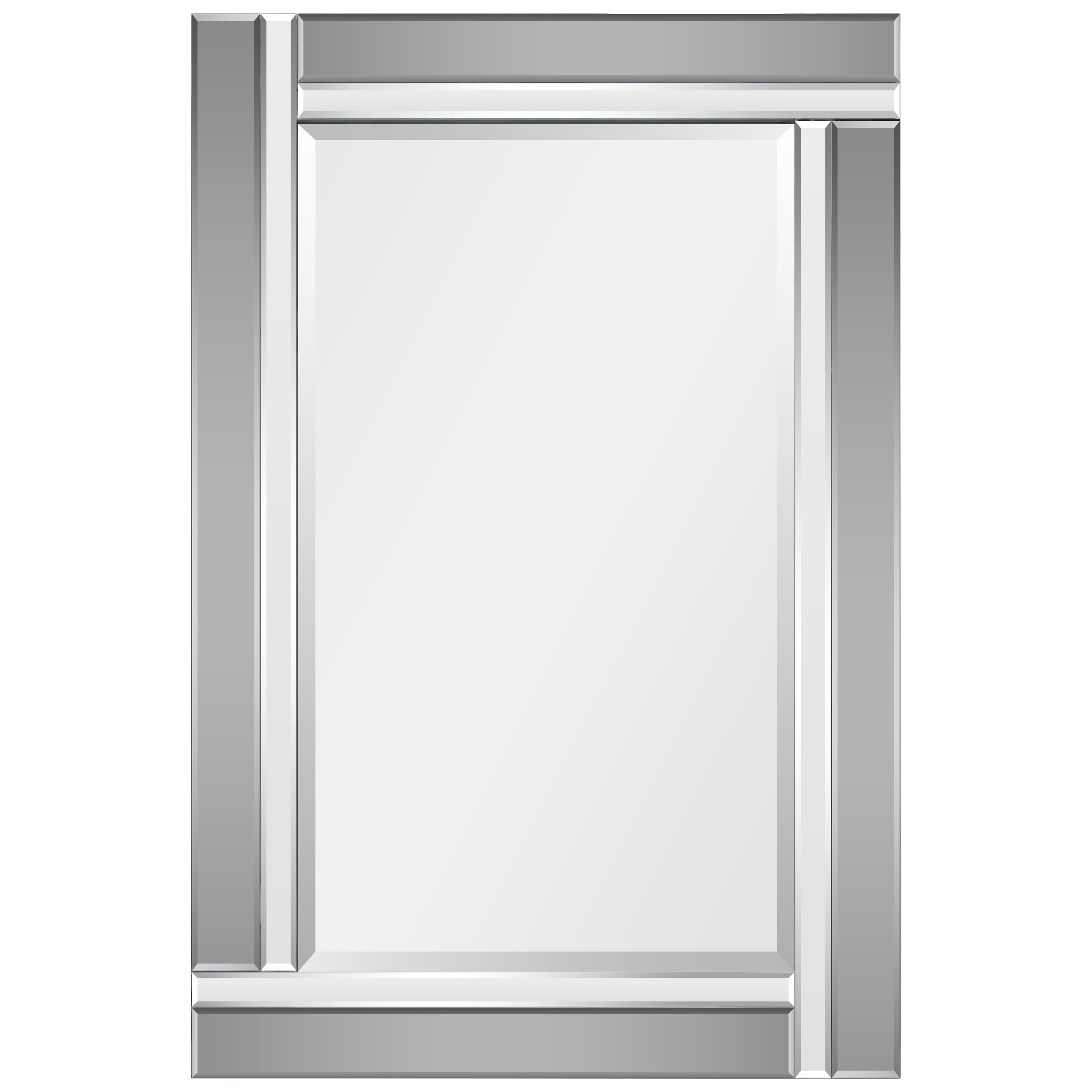 24x36 Rectangular Beveled Mirror with 3D Layered Frame - Charcoal Gray Wood Vanity Mirror for Bathroom - 36" x 24" x 1.2"