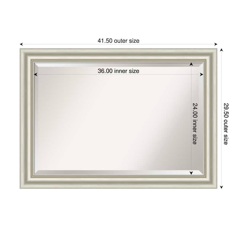 Sophia Beveled Framed Bathroom Vanity Wall Mirror - 42 x 30 in - Sophia Silver
