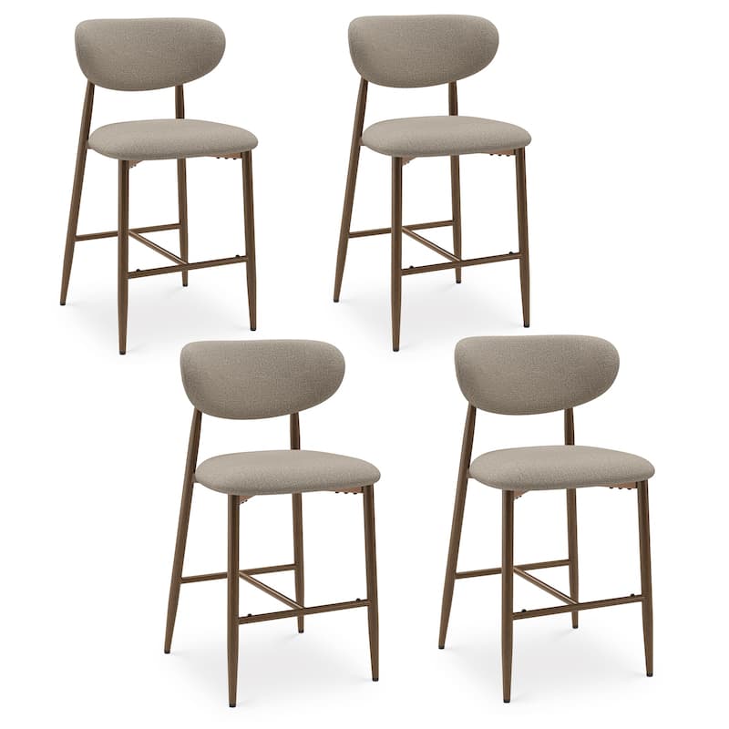 Modern Bar Stools, 25 Inch Height with Back Support & Fabric Upholstery for Home Bar