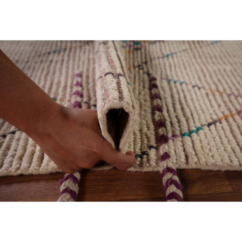Trellis Moroccan Area Rug Hand-Knotted Tribal Wool Carpet - 5'8"x 9'7"