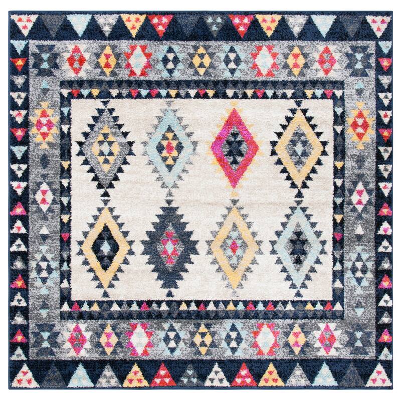 SAFAVIEH Adirondack Riitta Moroccan Boho Rug - 6' Square - Ivory/Grey