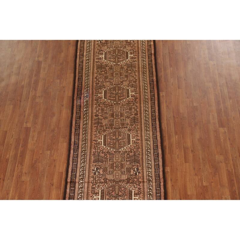 Tribal Gharajeh Persian Vintage Runner Rug Handmade Wool Carpet - 3'5"x 12'8"