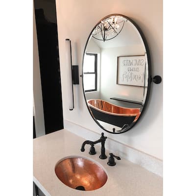 19-in Oval Under Counter Hammered Copper Bathroom Sink in Polished Copper (LO19FPC)