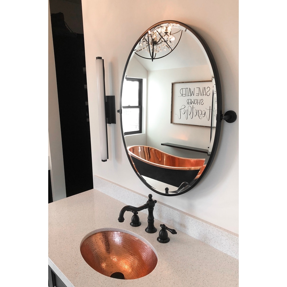 19-in Oval Under Counter Hammered Copper Bathroom Sink in Polished Copper (LO19FPC)