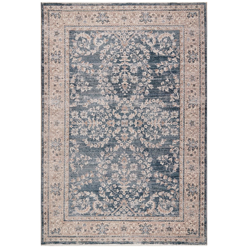 Terra by Obeetee Heirloom Antique Floral Navy Rug