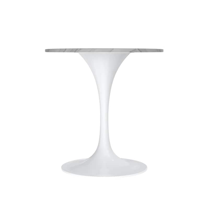 Verve Series 27" Round Sintered Stone Top Dining Table with Stainless Steel Base Furniture for Home Kitchen and Living Room