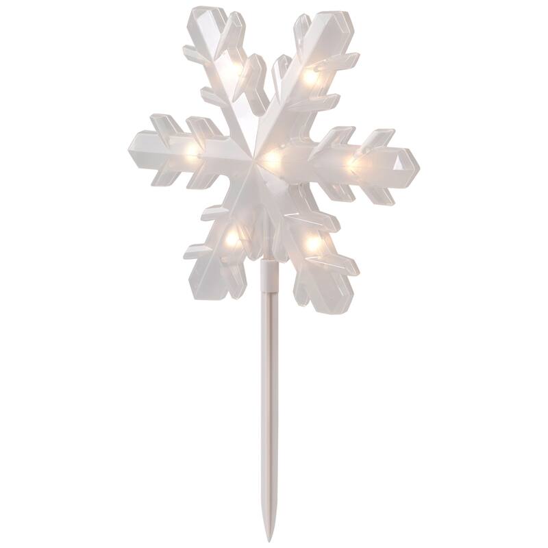 Lighted Snowflake Christmas Pathway Markers - 14.25" - 5ct - Clear