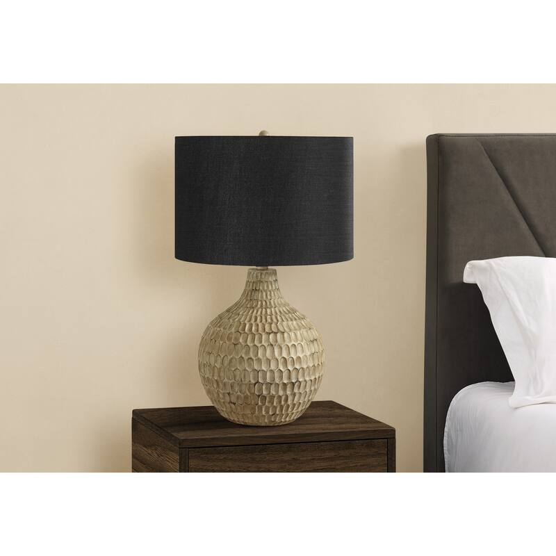 Lighting, 25"h, Table Lamp, Black Shade, Brown Resin, Contemporary