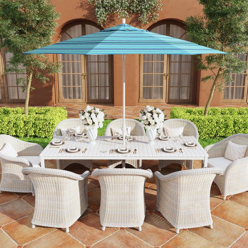 California Umbrella 11' Rd. Aluminum Patio Umbrella, Crank Lift, Collar Tilt, Dbl Wind Vent, White Finish, Sunbrella Fabric - Dolce Oasis