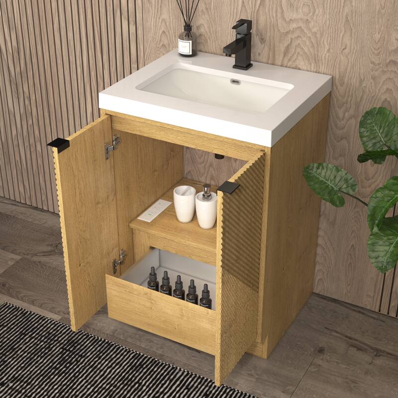 Milano 24" Freestanding Bathroom Vanity with White Acrylic Sink