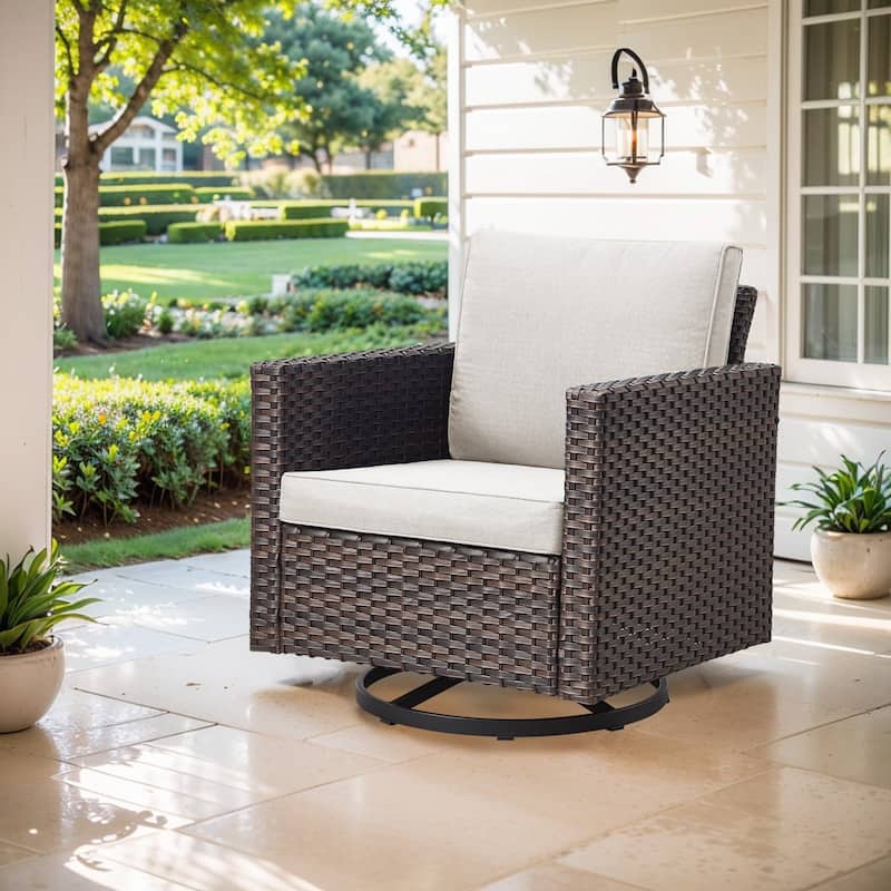 Outdoor Swivel Rocker Patio Chairs with Cushions - Grey