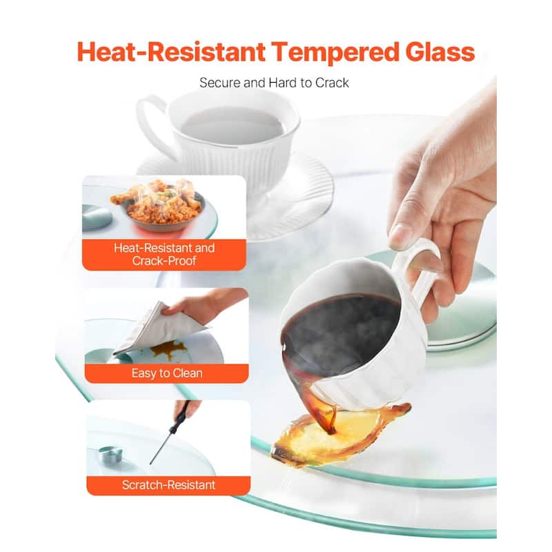 Clear Glass Round Lazy Susan Turntable with Rotation for Serving Table or Kitchen Use