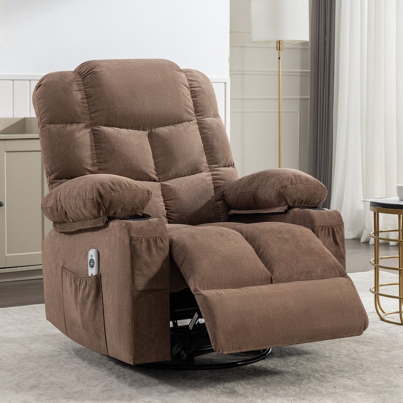Massage Rocker Recliner Chair Rocking Chairs for Adults Oversized with 2 Cup Holders, USB Charge Port Soft Features a Manual Mas