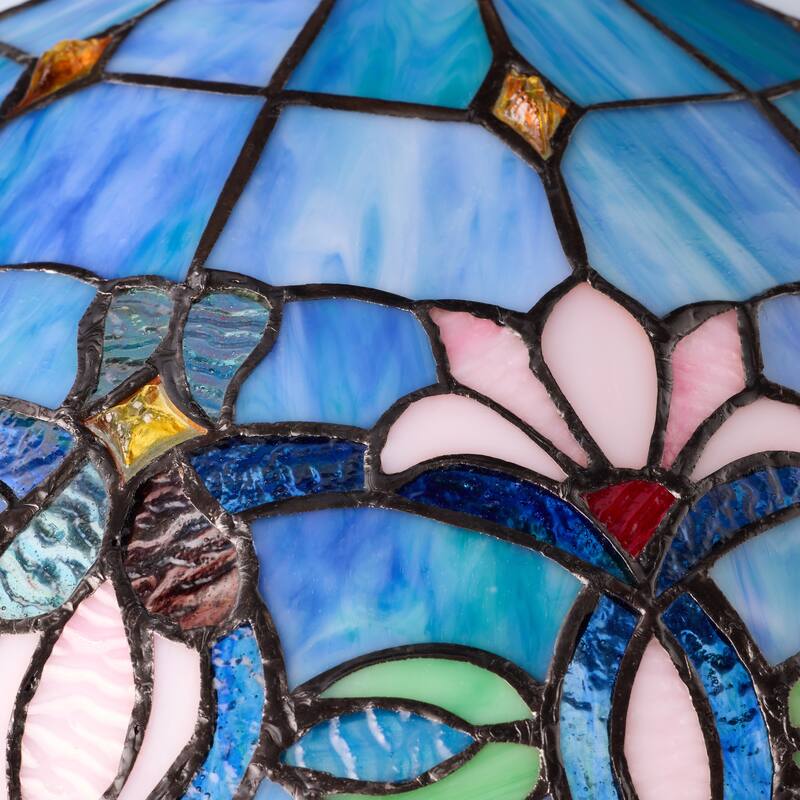 Winslow River of Goods Victorian Double Lit Stained Glass Dome Shade 24.5-Inch Table Lamp - 17.25" x 17.25" x 24.5"