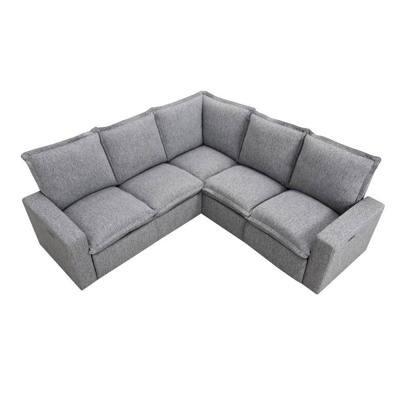 89.76'' L-Shaped 5-Seat Sectional Sofa with Power Recliner Chair, USB Charging, and Plush Home Theater Seating