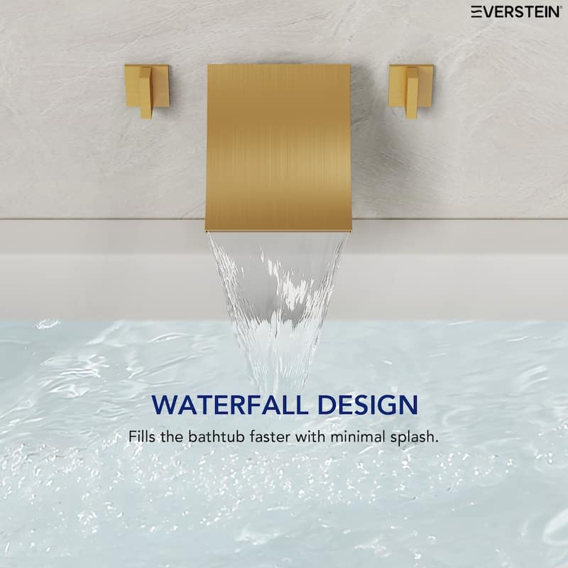 Wall-Mounted Waterfall Bathtub Faucet – Ultra-Thin Stainless Steel Spout with Dual Handle Control