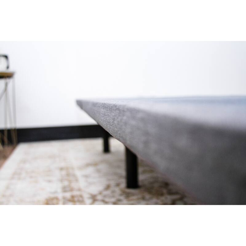 Full Upholstered Platform Foundation with Gray Woven Fabric