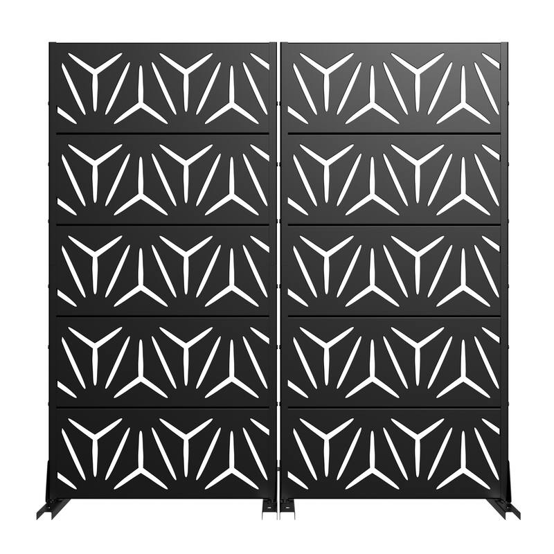 Dovelina Outdoor Freestanding Metal Privacy Screen Decorative Garden Fence (Set of 2)