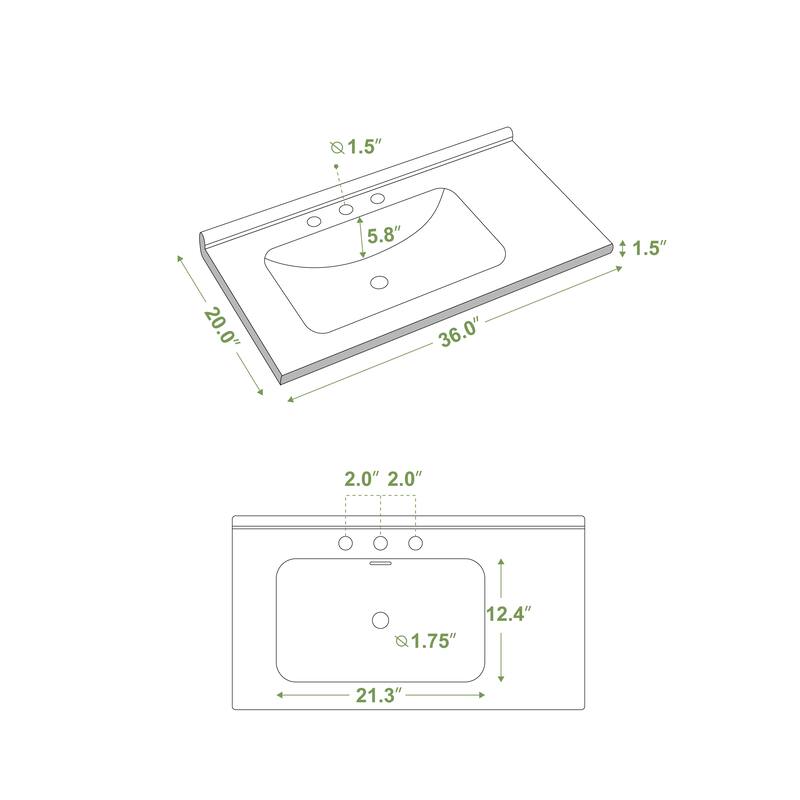 36'' Bathroom Vanities with Single Sink, Modern Undermount Bathroom Sink Cabinet with 2 Closing Doors&4 Drawers.White