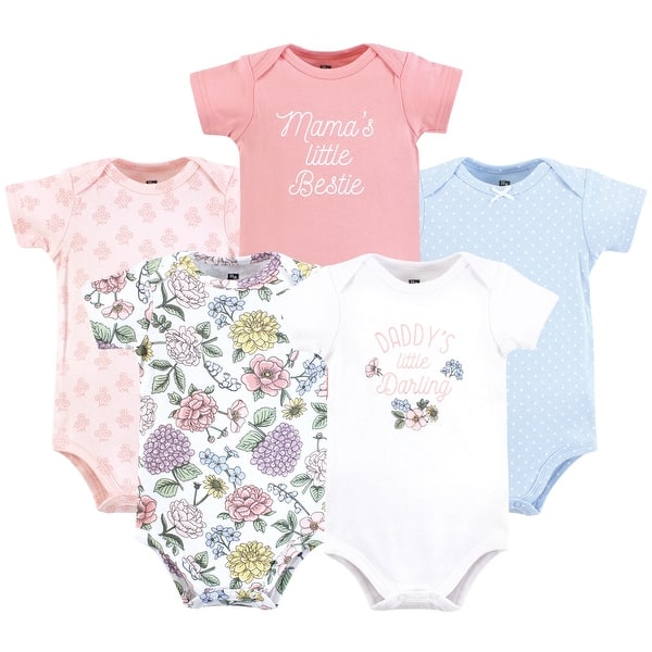 slide 1 of 1, Hudson Baby Infant Girl Cotton Bodysuits, Vintage Blossom 0-3 Months - Vintage Blossom