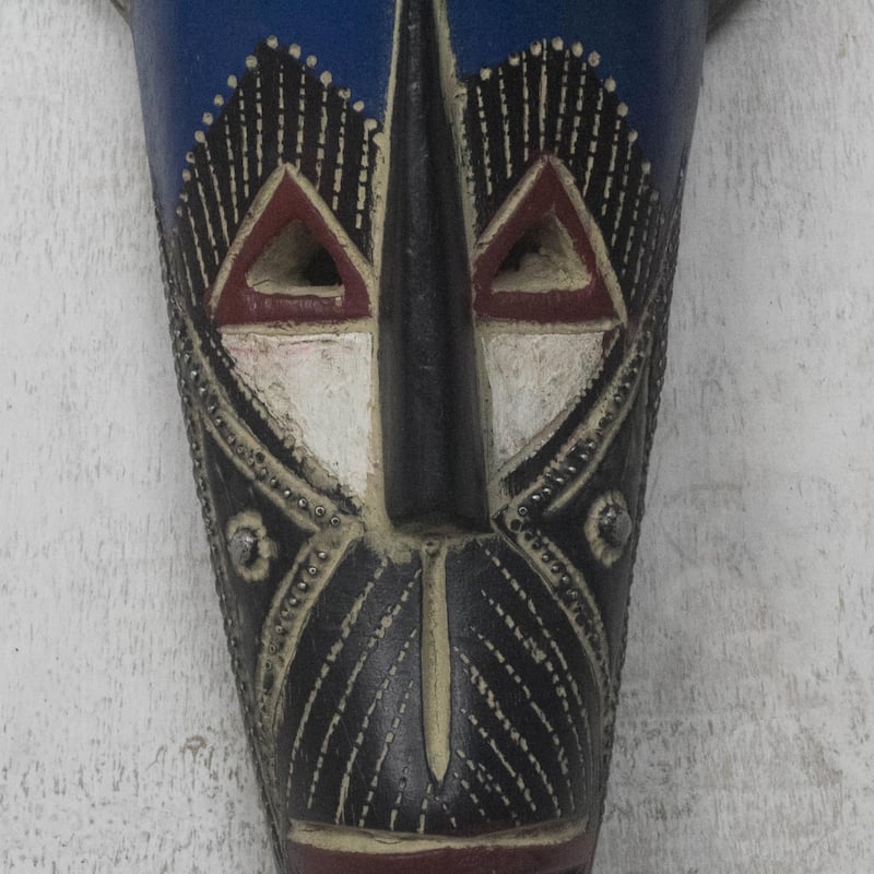 Novica Handmade Antelope Horns African Wood Mask