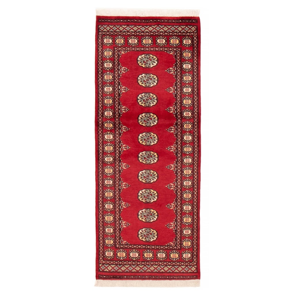 ECARPETGALLERY Hand-knotted Peshawar Bokhara Red Wool Rug - 2'7 x 6'8