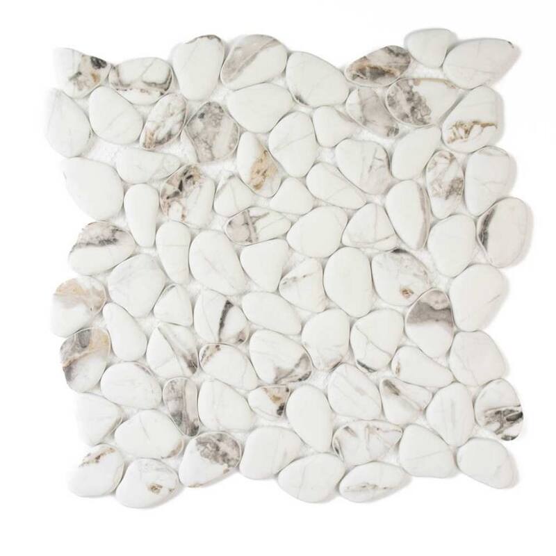 Huron Rock 12x12 Matte Glass Pebble Mosaic Tile - Floor, Wall, Backsplash