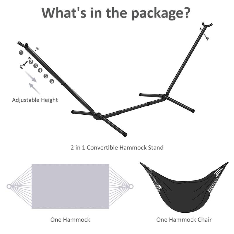 10.7 ft. 2-Person Brazilian-Style hammock with Stand - Convertible