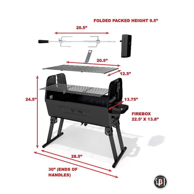 COLT- Portable Charcoal Rotisserrie Grill