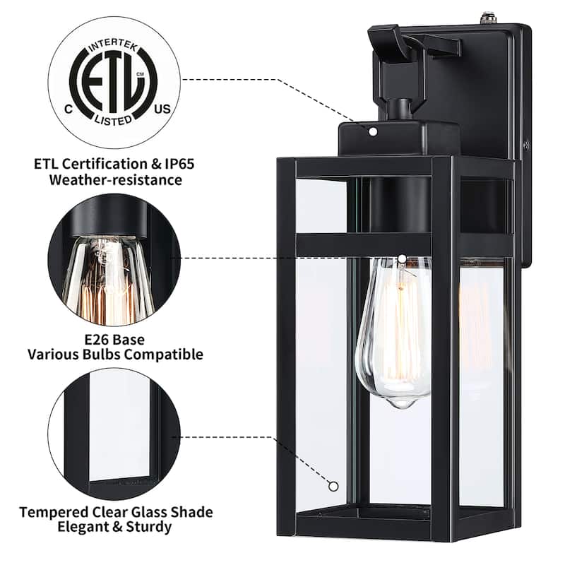 1-Light Outdoor Wall Light With Sensor Fixtures - 5"x6.57"x14.06"