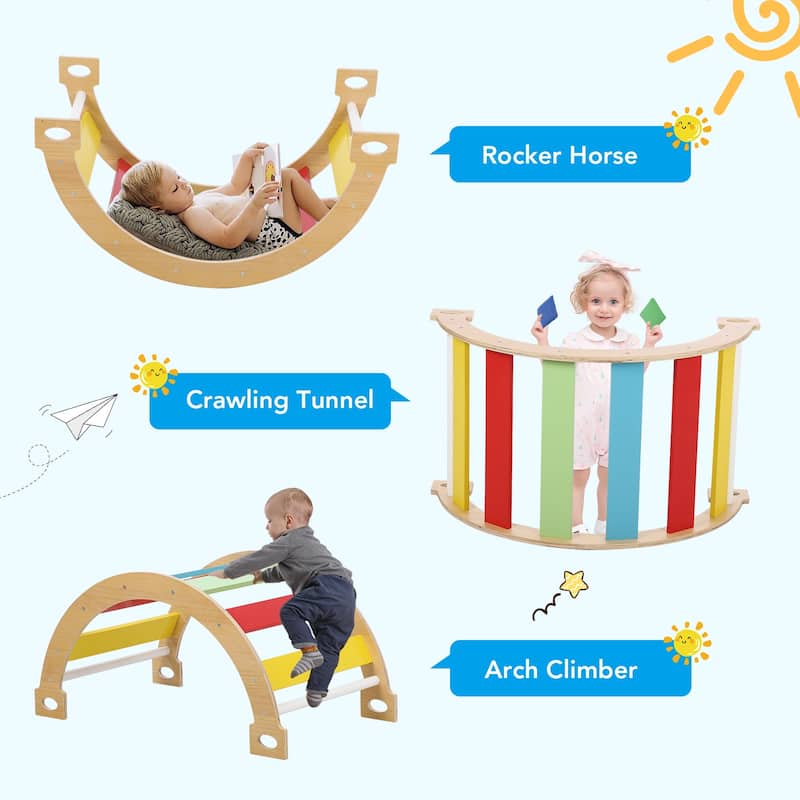 Toddler Indoor Gym Playset Sided Wooden Triangle Climber