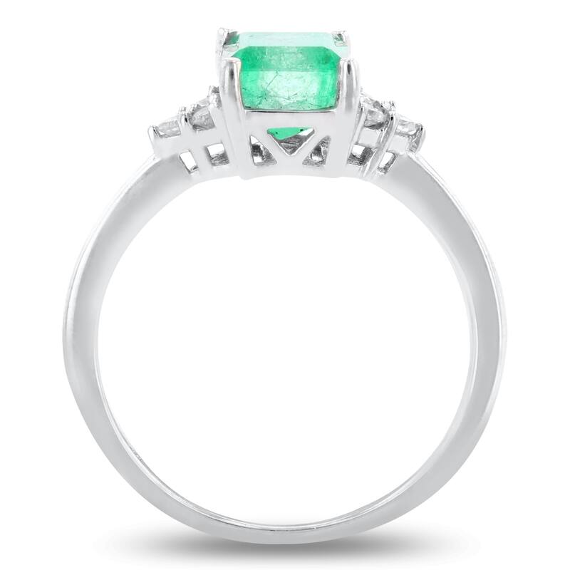 Auriya 14k White Gold 1 3/8ct Emerald and 1/10ct TDW Diamond Ring