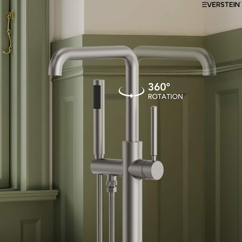 Freestanding Tub Faucet with Hand Shower,Modern Floor-Mount Bathtub Faucet