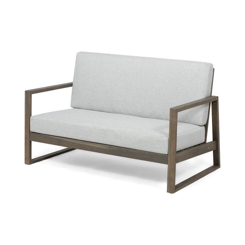 Roomfitters Belgian Outdoor Loveseat and Coffee Table Set, Modern Patio Furniture, Durable Acacia Wood Frame