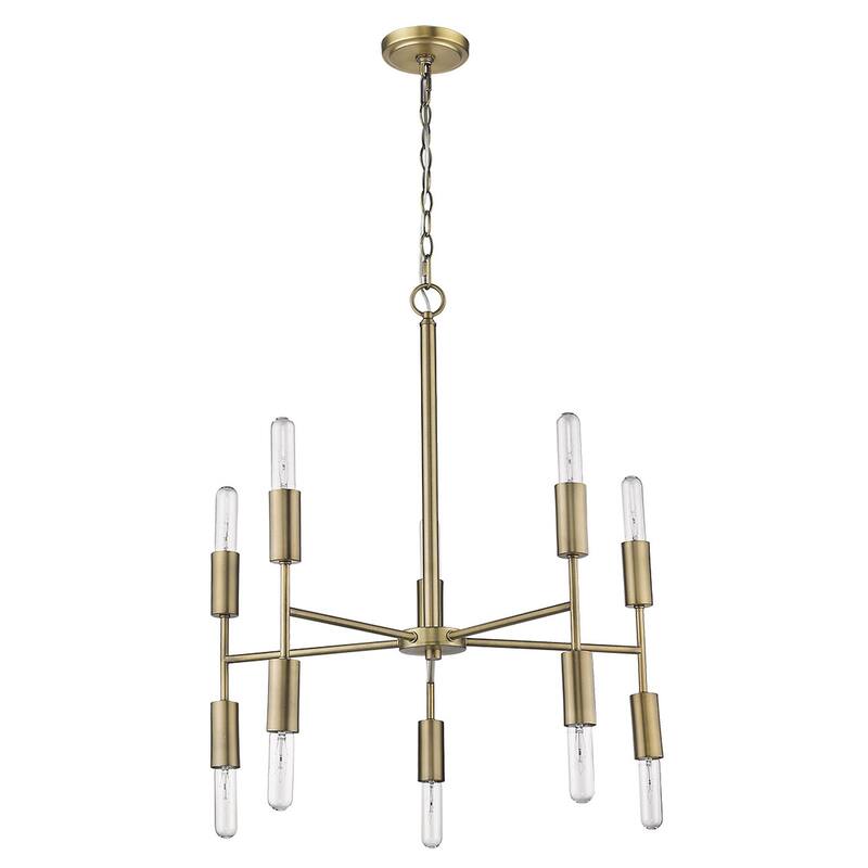 HomeRoots Brass Candle Style Ten Light Metal Dimmable Chandelier - 26' X '26' X '26
